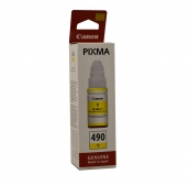 Чернила оригинальные INK GI-490 Yellow для CANON GP1400/2400/3400 желтые, 70мл 0666C001